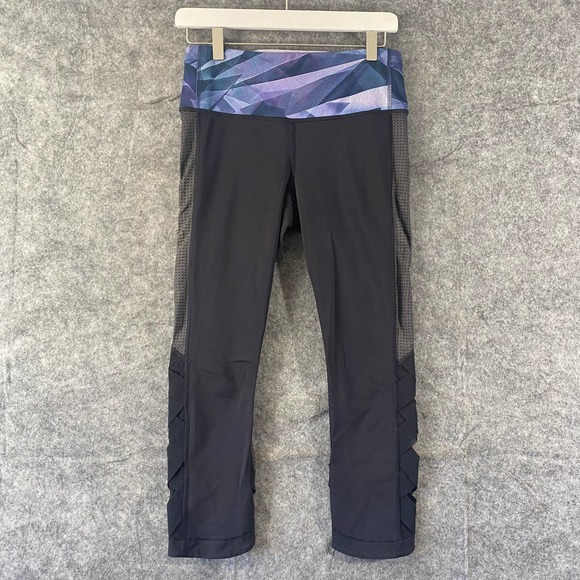 Lululemon Leggings 6 Black Pretty Prism Var City Crop High Rise Mesh - Picture 2 of 16